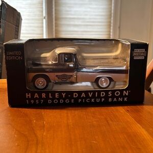 Harley-Davidson Black and Silver 1957 Dodge Pickup Bank